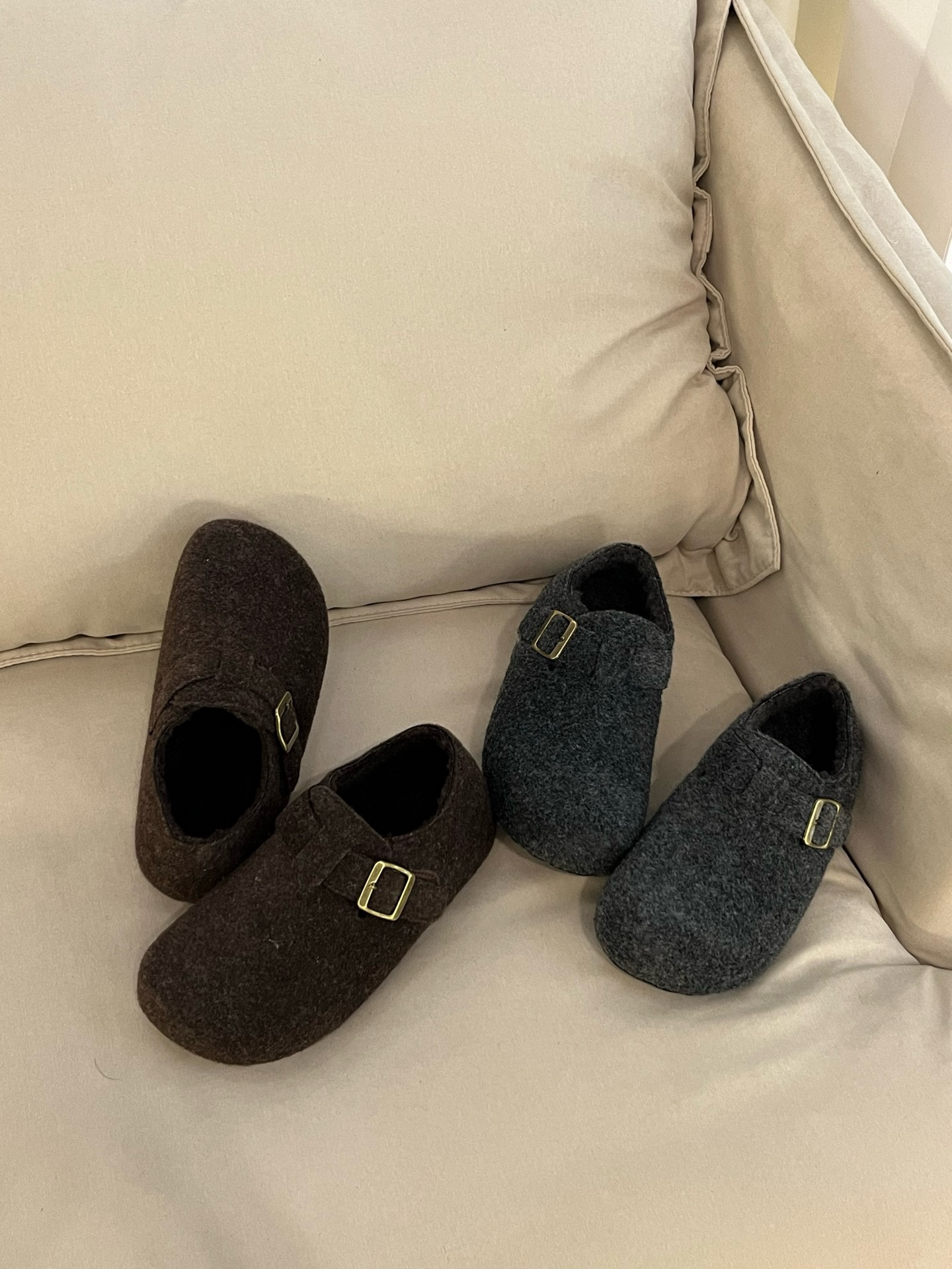 MONIZ/陌尼斯内增高加绒勃肯鞋女2025冬季一脚蹬休闲厚底大头鞋女