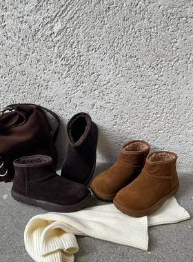 显腿长矮帮款~陌尼斯/MONIZ 2025新款冬真皮复古休闲百搭雪地靴女