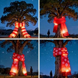 大树围巾发光装扮新年网红布置春节庙会节日场景装饰景区行道树