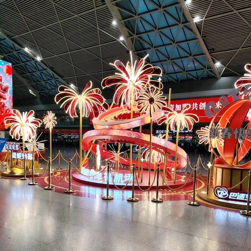 新年烟花灯网红灯杆装置加高彩灯亮化灯街景商场花团灯落地式摆件
