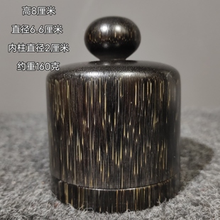 古玩旧藏老牛角扳指盒戒指扳指收纳盒爆满鱼籽纹清晰可见复古摆件