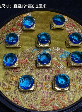 古玩旧藏宫廷御用刻工漆器首饰盒内珍藏宝石戒指一套