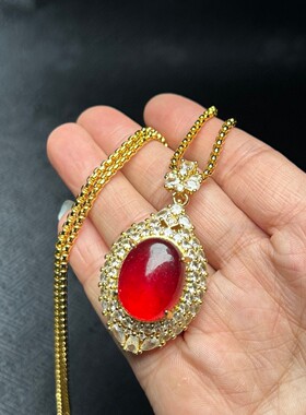 缅甸黄翡翠925镶玉吊坠女款玉石项链高档挂件送礼精品玉石首饰