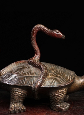 古玩旧藏仿古铜器铜玄武铜真武大帝龟蛇北方玄武神家居摆件招财