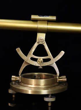 古玩古董回流纯铜带指南针底座带水银伸缩铜望远镜摆件收藏品送礼