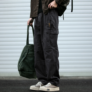 男潮牌宽松百搭纯棉微锥休闲裤 裤 潮 重磅立体解构拼接设计工装 美式
