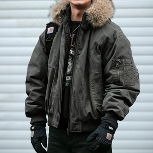 90白鸭绒可拆卸毛领羽绒服男冬季加厚保暖重工挺阔座山雕连帽外套