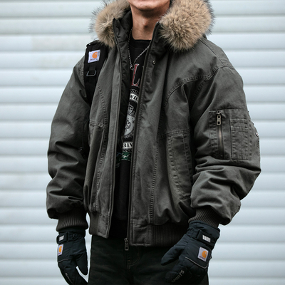 90白鸭绒可拆卸毛领羽绒服男