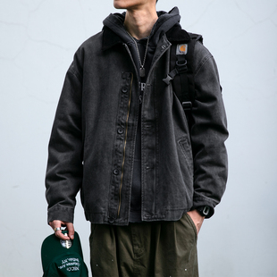 1甲板服男寬松拼接燈芯絨翻領(lǐng)工裝 外套春秋水洗夾克潮 復(fù)古N 美式