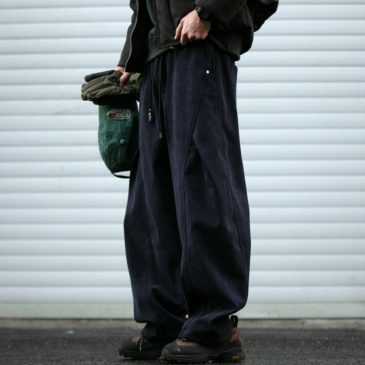 美式复古解构设计灯芯绒加绒工装裤男冬季潮牌宽松加厚弯刀休闲裤,男装,休闲裤,淘宝优惠券,粉丝福利购,淘宝优惠卷