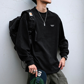 单穿挺阔 打底舒适 大码 秋冬基础纯色百搭圆领卫衣男宽松 长袖 T恤