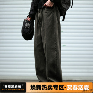 复古工装 裤 男士 基础款 美式 春秋季 宽松直筒潮牌休闲裤 重磅炒洗