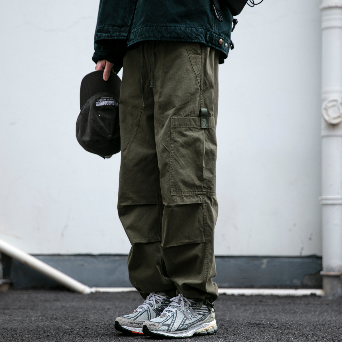 日系潮牌多口袋直筒工装裤男春秋质感伞兵裤军绿色宽松哈伦休闲裤,男装,休闲裤,淘宝优惠券,粉丝福利购,淘宝优惠卷