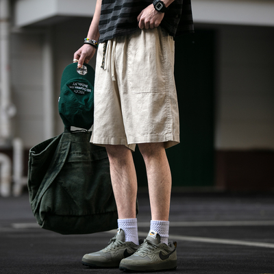 苎麻透气休闲五分裤男