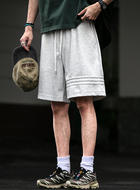 重磅条纹运动休闲短裤男2025新款夏季外穿宽松大码男士五分裤潮牌