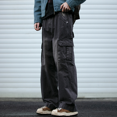 美式复古300克重磅酵洗喷马骝工装裤男潮牌宽松立体挺阔直筒裤潮