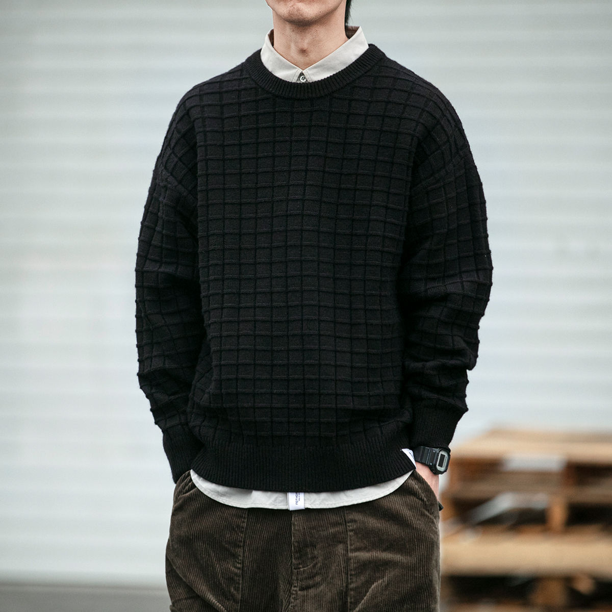 宽松安迪绒圆领重磅毛衣