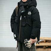冬季 羽绒服男潮牌90白鸭绒宽松加厚保暖锁温连帽外套潮 冲锋衣工装