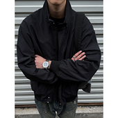 春季 飞行外套 夹克男潮牌情侣宽松纯色教练夹克基础款 美式 立领工装