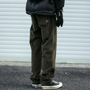 330G紧密8坑赛络纺弹力灯芯绒裤男宽松情侣百搭高街质感直筒长裤