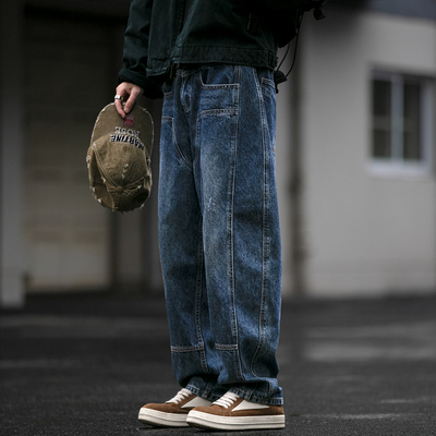 拉链长裤水洗秋冬伐木牛仔裤