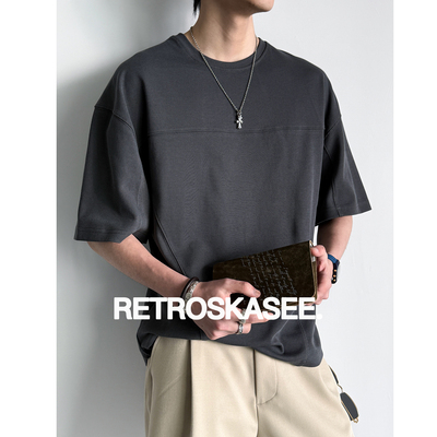 曲纹潮棉300G宽松廓版短袖男