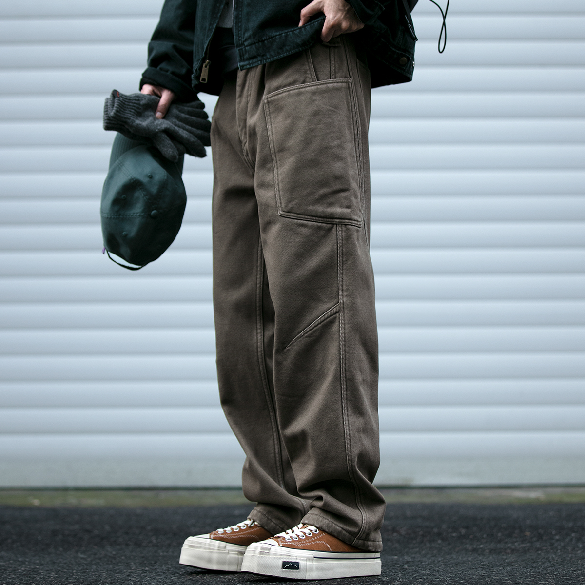 SKASEE长裤宽松日系加绒工装裤