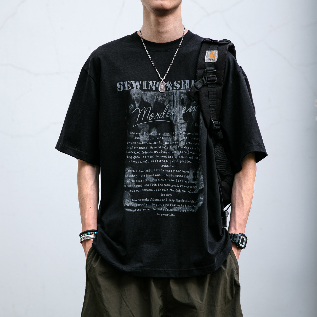 300g重磅水洗做旧字母印花短袖T恤男夏季新款质感纯棉圆领半袖TEE,男装,T恤,淘宝优惠券,粉丝福利购,淘宝优惠卷