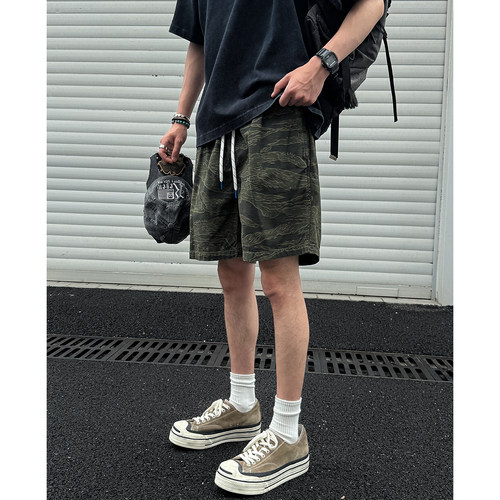 美式复古虎纹迷彩短裤男夏季
