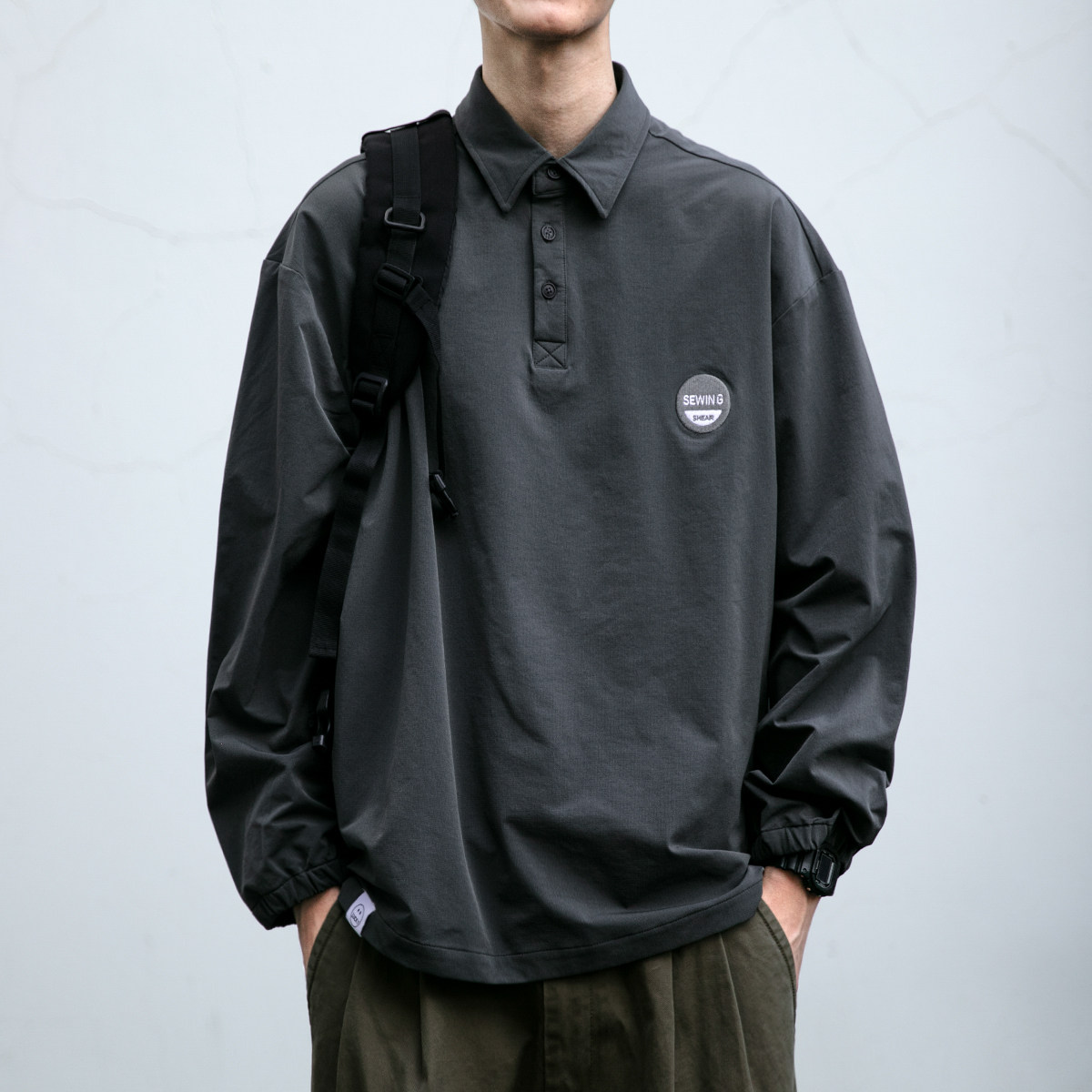 山系户外速干衬衫男春秋新款宽松大码POLO领绣标翻领工装衬衣外套,男装,衬衫,淘宝优惠券,粉丝福利购,淘宝优惠卷