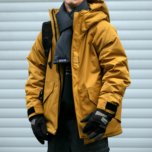 冬季连帽工装羽绒服男潮牌户外登山防风抗寒加厚情侣90白鸭绒外套