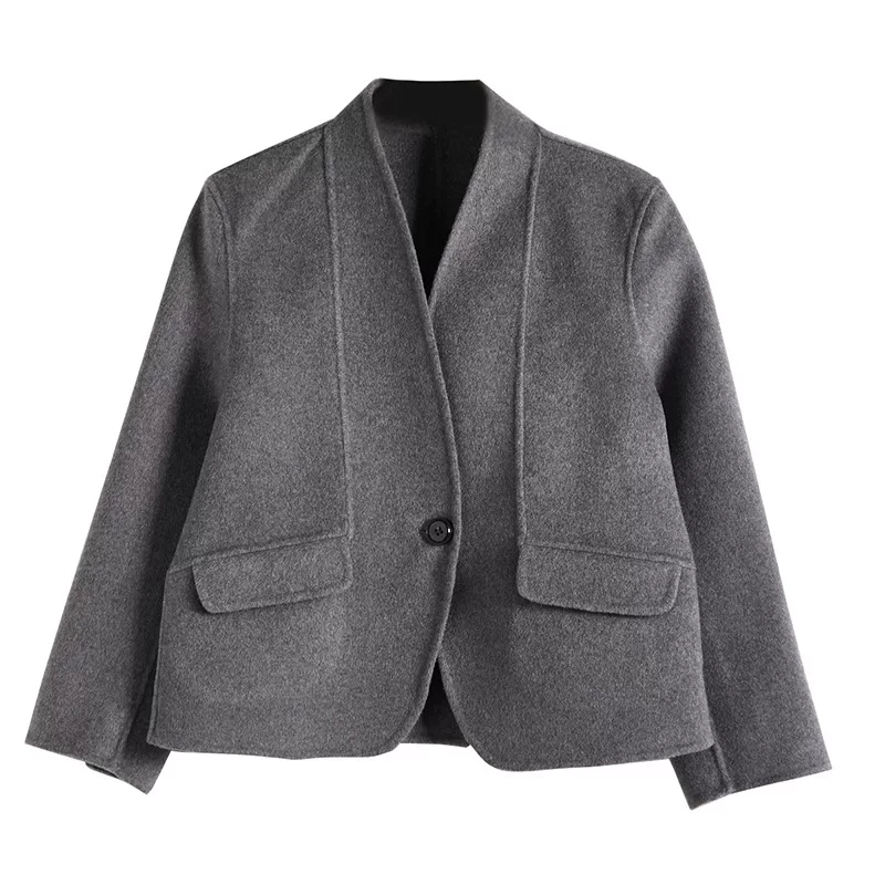 Демисезонное осеннее двустороннее шерстяное пальто oversize для подростков