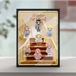 适用泡泡玛特Baby Molly积极入冬指南系列手办摆件相框场景收纳盒