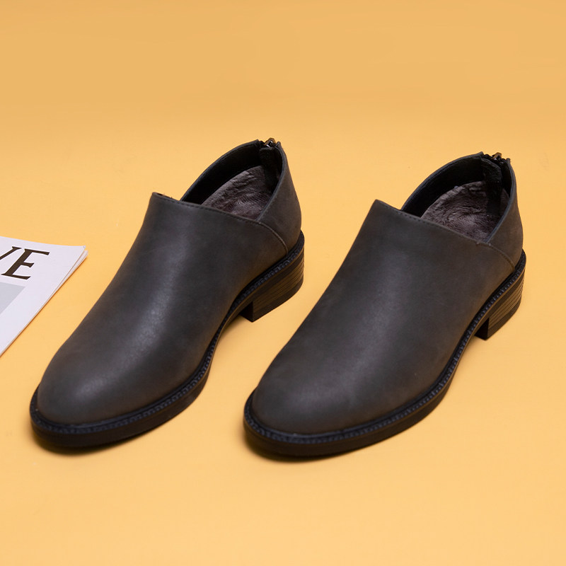 真皮短靴文艺款鞋靴复古加绒黑色靴子女小皮鞋英伦百搭平底及踝靴,女鞋,深口单鞋,淘宝优惠券,粉丝福利购,淘宝优惠卷