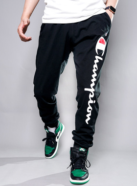 美版Champion冠军潮牌草写logo男女薄款宽松经典束脚裤长裤现货