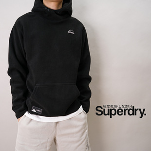 英国Superdry极度干燥SD男款秋冬刺绣冒险魂厚款反绒连帽抓绒卫衣