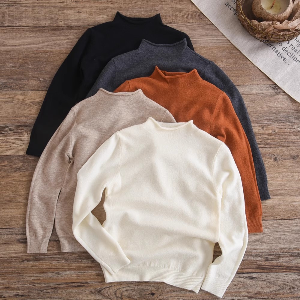 搭配神器~儿童卷边羊毛打底衫