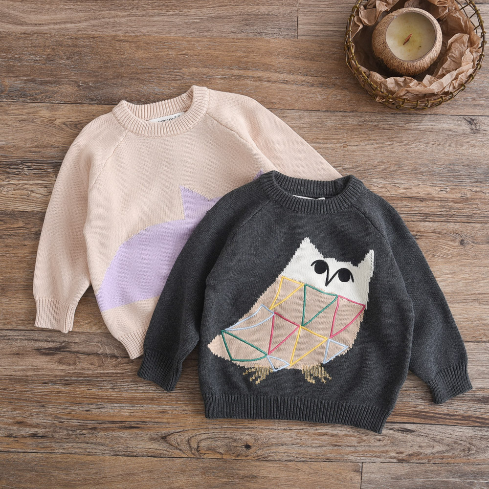 宝宝毛衣纯棉刺绣卡通春秋新款