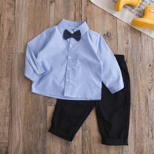 时髦出街~男童英伦风衬衫纯棉春秋季儿童男宝宝周岁生日礼服上衣