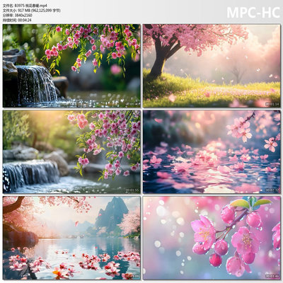 4k桃花春暖花开春天花朵开花桃花花瓣花开生长花特写AIGC视频素材