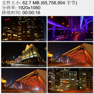 上海夜景实拍 高架桥外滩建筑 外白渡桥 延时摄影 高清视频素材
