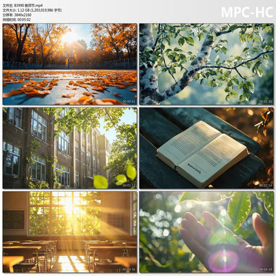 4k生活校园氛围感教师节氛围清晨的校园阳光教室AIGC视频背景素材