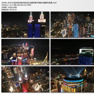 航拍深圳城市地标风光建筑繁华高楼大厦都市夜景高清实拍视频素材