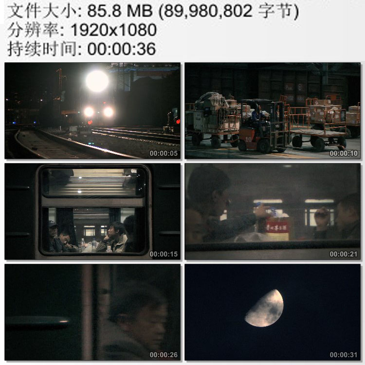 深夜进站的老式火车绿皮火车乘客 列车启动出站 实拍视频素材 - 实物图