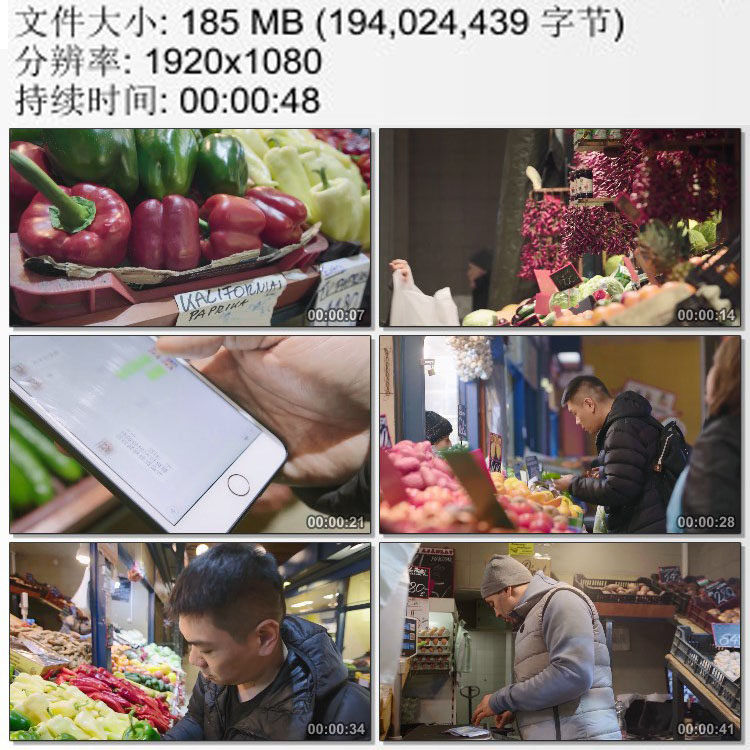 欧洲匈牙利菜市场布达佩斯华人华侨上街买菜 实拍视频素材