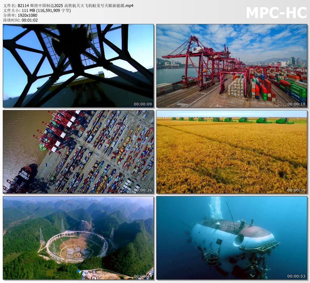 辉煌中国制造2025 高铁航天大飞机天眼新能源 高清视频素材