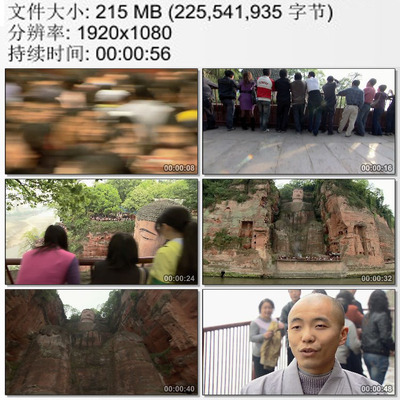 乐山大佛旅游景点游客 风景名胜黄金周旅游 高清实拍视频素材