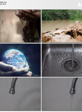 节约用水保护地球环境水资源匮乏水龙头接水滴水公益高清视频素材