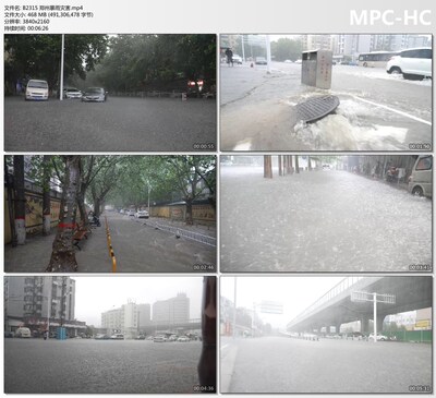 城市暴雨特大灾害洪涝洪灾水灾街道淹没水淹车 4K高清视频素材