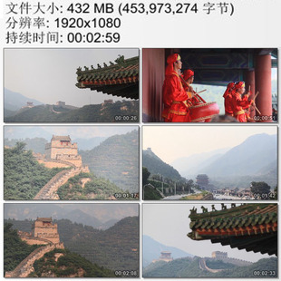 北京长城实拍 天下雄关 腰鼓表演 古建筑特写 高清视频素材